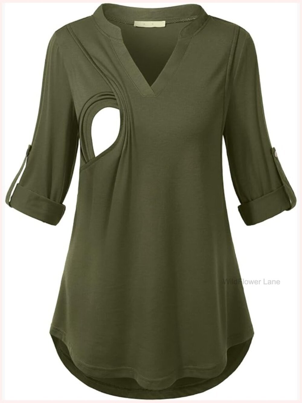 Maternity Nursing Tops Long Sleeve V-Neck Blouse Breastfeeding Tunic
